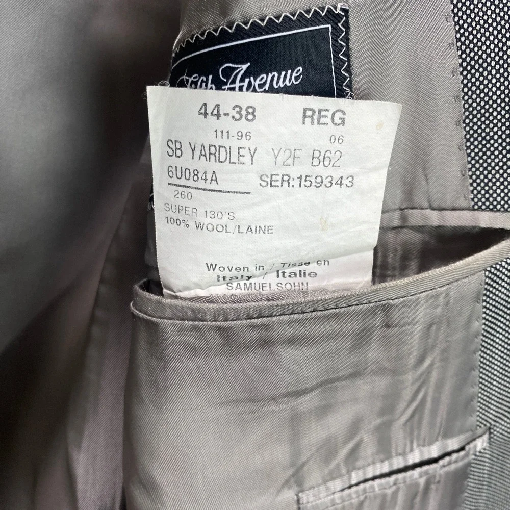 Samuelsohn Saks Fifth Avenue Grey Pinstripe Super 130s Wool Blazer 44R Canada